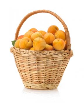 apricot in basket isolated on white background