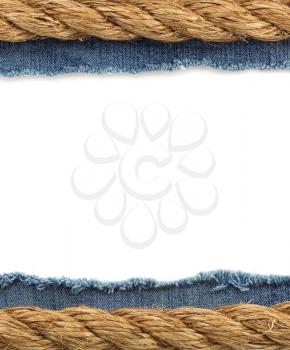 ship ropes on jeans background texture