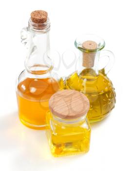 food oil in bottle isolated on white background