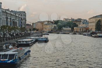 View of the Fontanka channel in the city of St. Petersburg.