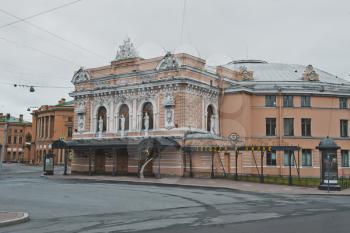 View of a circus building from Fontanka River Embankment.