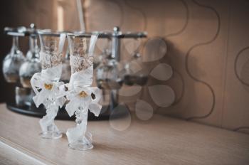 Beautiful decorative glasses for the newly-married couple.