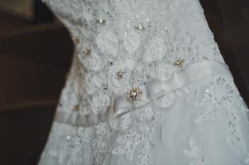 Wedding dress with laces.