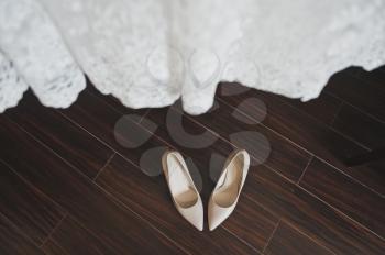 Shoes and bridesmaid dress.
