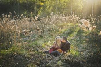 Beautiful photo of a couple in love among the reeds.