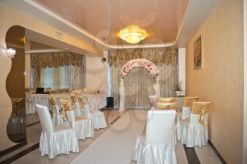 Elegant Banquet hall before the celebration.