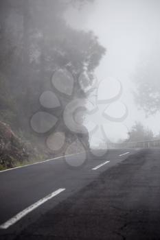 road in the clouds in the mountains. Tenerife, Spain, Europe