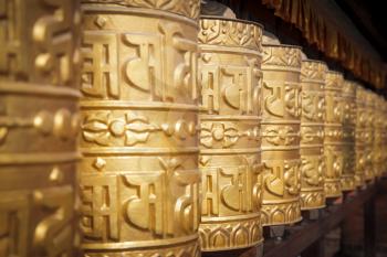 Prayer wheels at Swayambhunath stupa in Kathmandu, Nepal