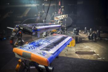 Technical preparation for the big concert indoors. Backstage