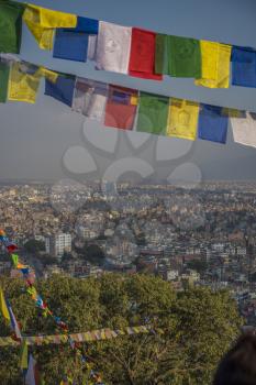 Top view of the Kathmandu valley and the city itself.