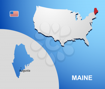 Maine on USA map with map of the state