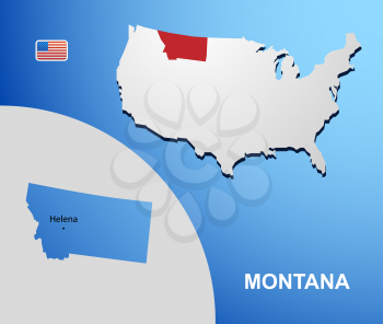 Montana on USA map with map of the state