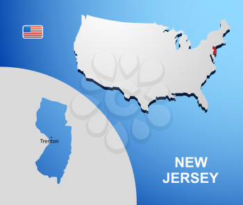 New Jersey on USA map with map of the state