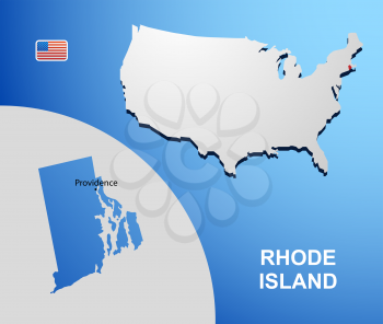 Rhode Island on USA map with map of the state