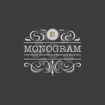 monogram emblem, logo design vector illustration, calligraphic element