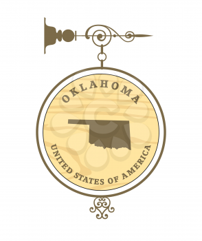 Vintage label with map of Oklahoma, vector