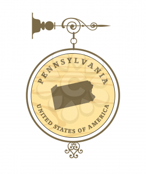 Vintage label with map of Pennsylvania, vector