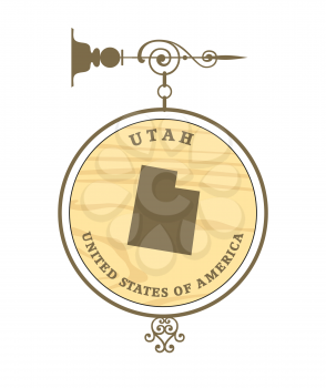 Vintage label with map of Utah, vector