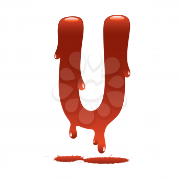 letter U in the form of current liquid paint