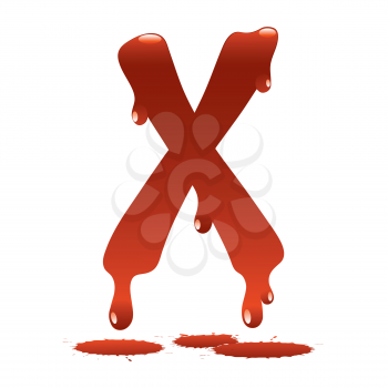 letter X in the form of current liquid paint