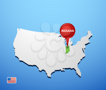 Indiana on USA map