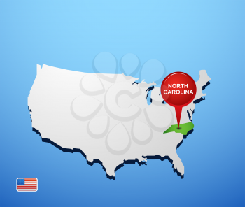 North Carolina on USA map