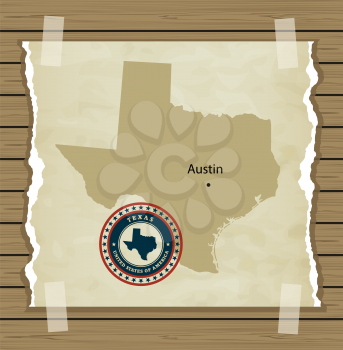 Texas map with stamp vintage vector background