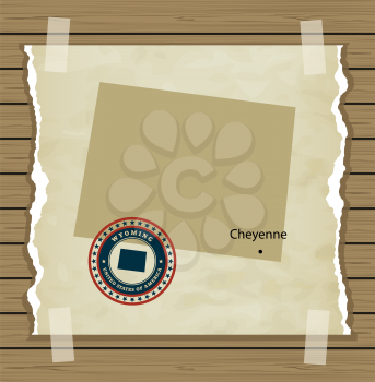 Wyoming map with stamp vintage vector background