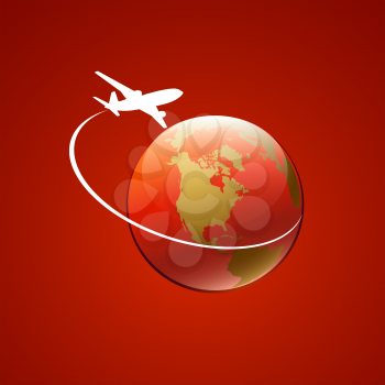Airplane symbol red vector design