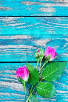 flowers on wooden background, red roses on a table