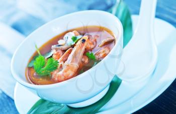 tom yam soup in the white bowl