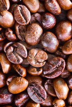 coffee background, coffee beans on a table