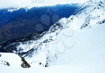 winter hight mountains in Sochi. Russian Federstion