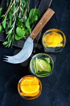 detox drink with citrus in the glass