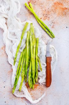 asparagus on atable, green asparagus,diet food