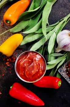 sauce with chilli peppers and aroma spice