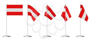 Small table flag of Austria on stand isolated on white, 3d illustrations set