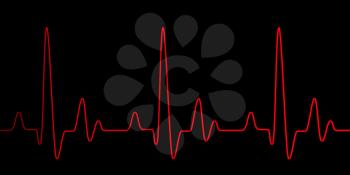 Heart pulse graphic red line on black, healthcare medical background with heart cardiogram, cardiology concept pulse rate diagram illustration