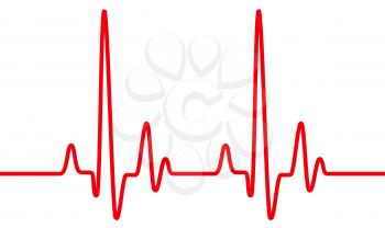 Red heart pulse graphic line on white. Healthcare medical sign with heart cardiogram, cardiology concept pulse rate diagram illustration