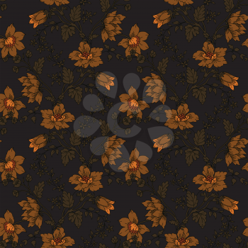 The vector illustration Retro floral seamless background