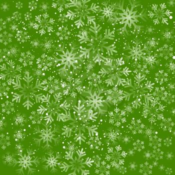 Vector illustration. Abstract Christmas snowflakes background. Green color
