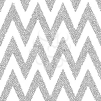 Vector black and white halftone background. stipple effect. Zigzag pattern