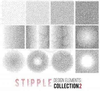 Vector set of black and white halftone background. stipple effect 