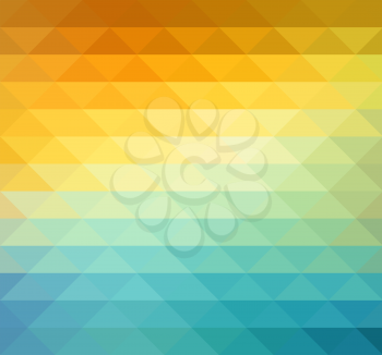 Abstract geometric background with orange, blue and yellow triangles. Vector illustration Summer sunny design.