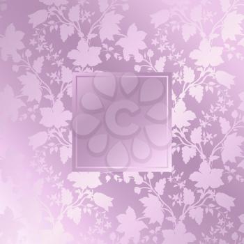 Vector vintage lilac gold card with seamless damask pattern EPS 10