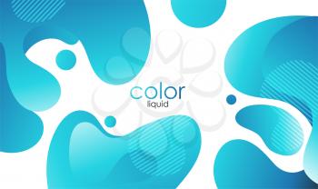 Blue liquid organic shape. Moving colorful abstract background. Dynamic Effect. Vector Illustration. Design Template for poster and cover.