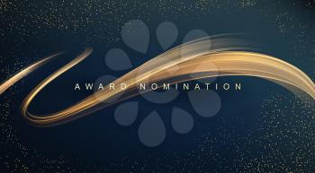 Awarding the nomination ceremony luxury background with golden glitter sparkles. Vector design