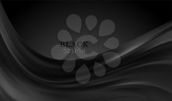 Vector Smooth elegant black silk or satin texture abstract background. Luxurious background design