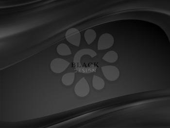 Vector Smooth elegant black silk or satin texture abstract background. Luxurious background design