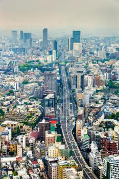 View of Shuto Expressway 3 in Tokyo, Japan